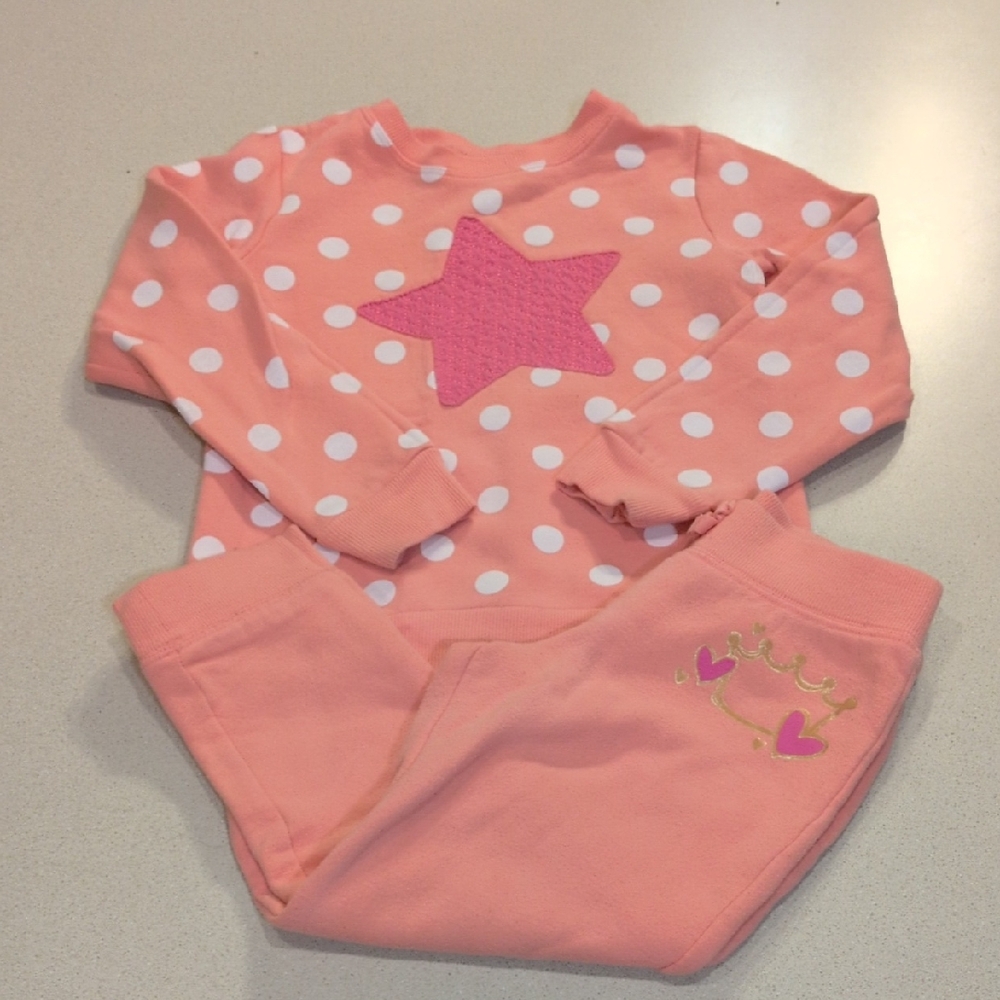 Jumping Beans Peach/Pink Polka Dot Star Set